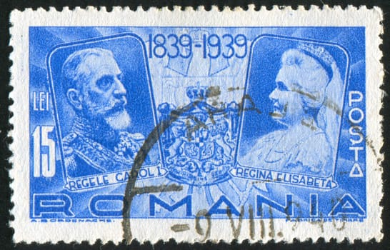 ROMANIA - CIRCA 1939: stamp printed by Romania, shows King Carol I and Queen Elizabeth, circa 1939