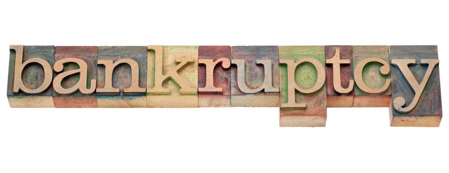 bankruptcy  - isolated text  in vintage wood letterpress type