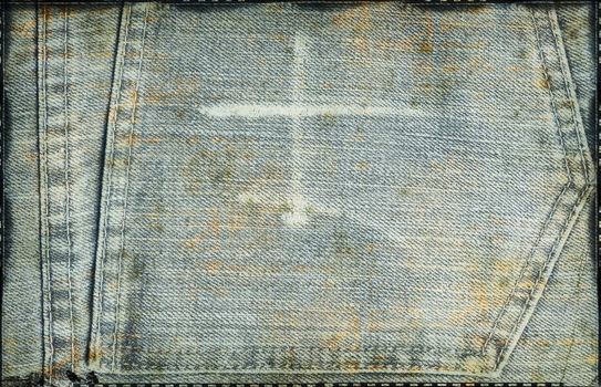 Old dirty textured jeans background - collage. Nice grunge element for your projects