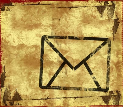 Computer designed highly detailed grunge textured  background with mail symbol
