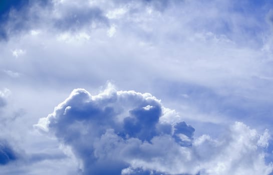 Beautiful white clouds and blue sky on a sunny day