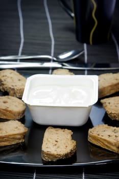 Healthy breakfast - bread and cream cheese