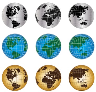 set of globes