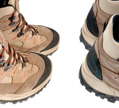 Hiking boots isolated on white background.