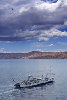 Ferryboat on a sunny cloudy day