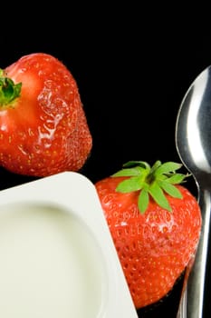 Healthy breakfast , strawberry yogurt