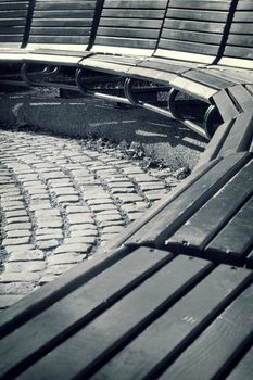 Old wooden empty  bench in the park