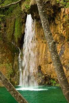 Beautiful waterfall at Plitvice Lakes National Park , UNESCO World Heritage Center.