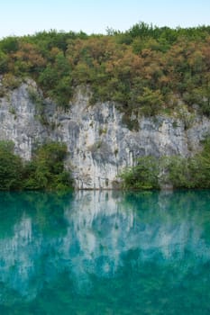 Beautiful landscape of a green lake