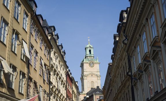 Small street in Stockholm in an old city( gamla stan). Sweden