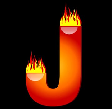 Letter J on Fire