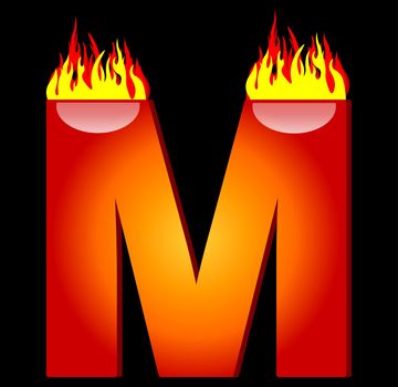 Letter M on Fire