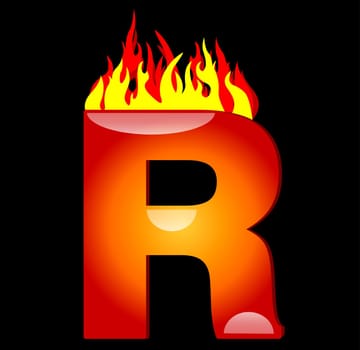 Letter R on Fire