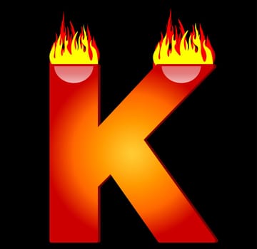 Letter K on Fire