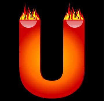 Letter U on Fire