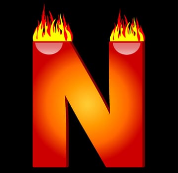 Letter N on Fire