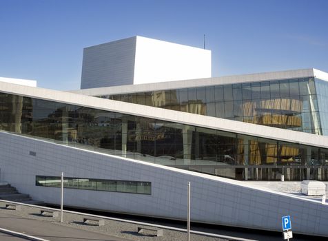 Norway's new operahouse . The exteriors are built of marble and glass. 