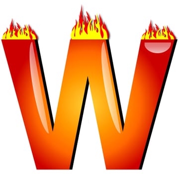 Letter W on Fire