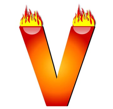 Letter V on Fire