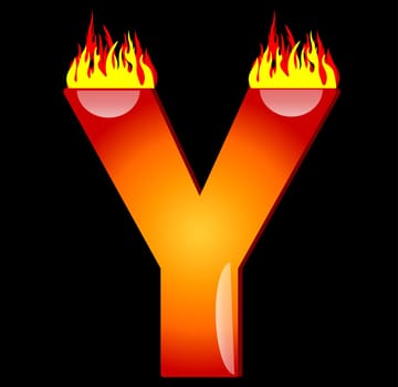 Letter Y on Fire