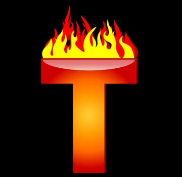 Letter T on Fire