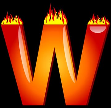 Letter W on Fire