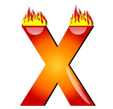 Letter X on Fire