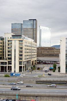 Oslo business centre in the morning . Norway