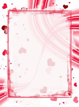 Computer designed grunge textured Valentines day border and background