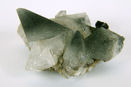 large calcite crystals on a gray background