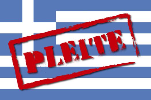 Flag of Greece - German Rubber Stamp bankrupt