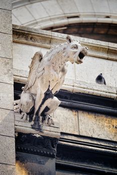 One of Chimera sculptures on the Notre Dame cathedral