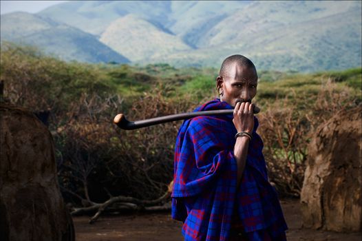 Portrait of maasai man.The Maasai (also Masai) are a Nilotic ethnic group of semi-nomadic people located in Kenya and northern Tanzania.On March, 5th 2009. Tanzania. 