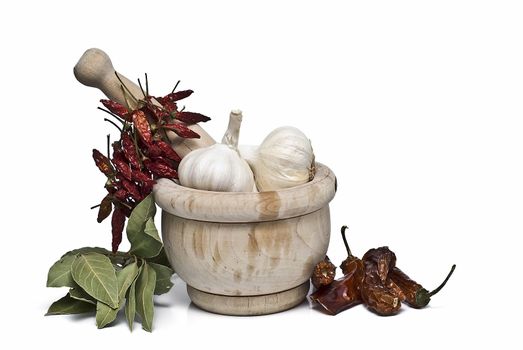 Mediterranean spices isolated on a white background.