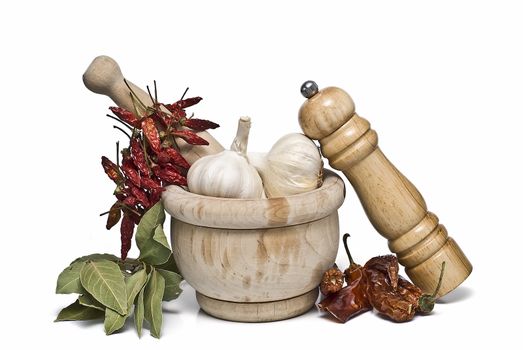 Mediterranean spices isolated on a white background.