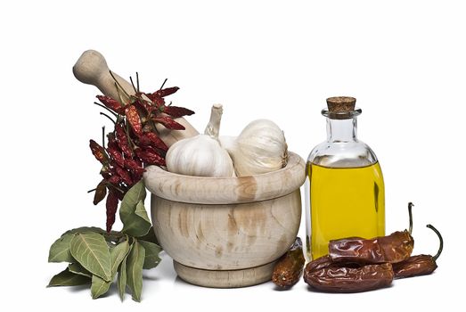 Mediterranean spices isolated on a white background.