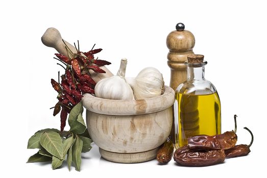 Mediterranean spices isolated on a white background.