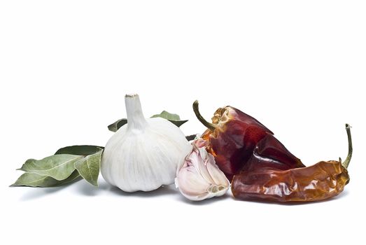 Mediterranean spices isolated on a white background.