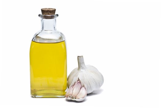 Mediterranean spices and olive oil isolated on a white background.