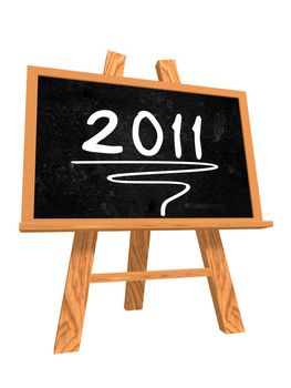 3d isolated blackboard with easel with text - 2011