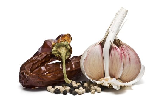 Mediterranean spices isolated on a white background.