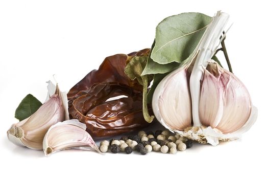 Mediterranean spices isolated on a white background.