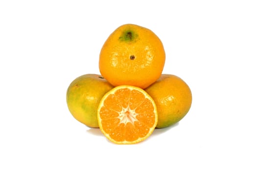 Fresh ripe mandarines isolated on white background
