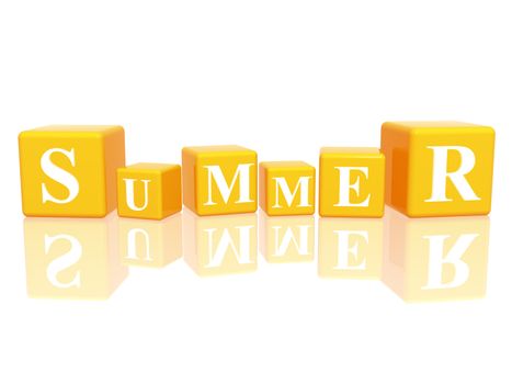 3d yellow cubes with letters makes summer