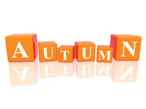 3d orange cubes with letters makes autumn