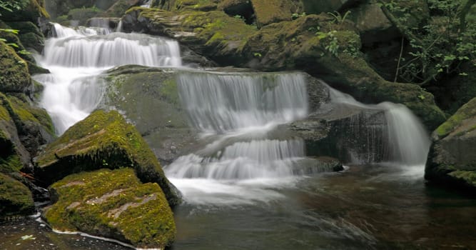 The West Lyn River tumbles down near Lymouth in Devon, England.