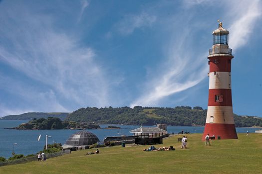 Plymouth Hoe in Devon, England, where Francis Drake played bowls as the invading Spanish Armada approached.