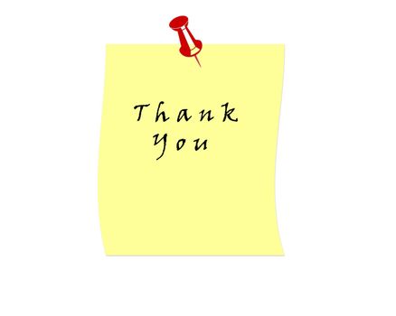 Thank you in a yellow post it note illustration high resolution.
