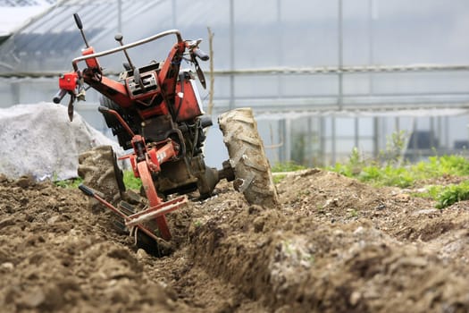 Handtractor made in korea in a farm