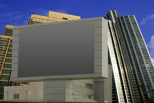Put your text ads on the blank billboard - with buildings as background.